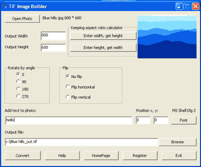 Screenshot vom Programm: TIF Image Builder